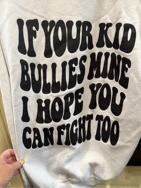 Graphic Sweatshirt - White with Black Text